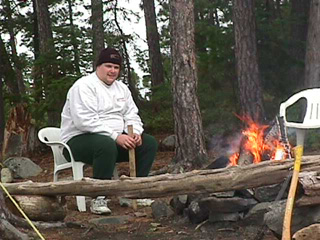 Vacationing by the campfire.