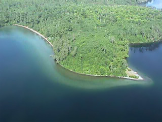 Sand Point, a beach along Lake Temagami's northwest arm.